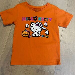 Hello Kitty Orange Halloween Graphic Short Sleeve Tee Size XS (4-5) Fall!